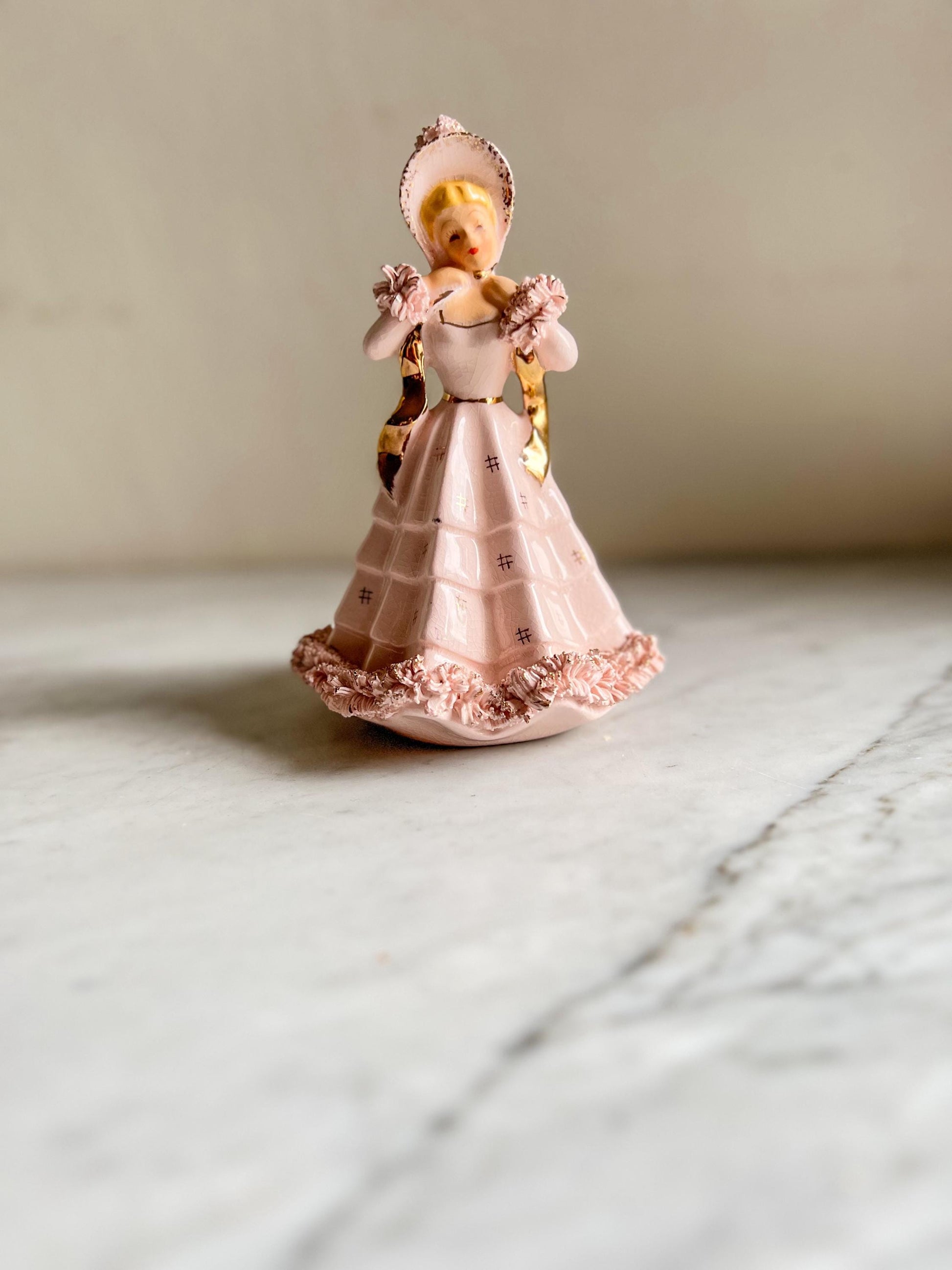 Vintage Pink Lady Planter: Southern Belle Ceramic Figurine, ArtMark Japan