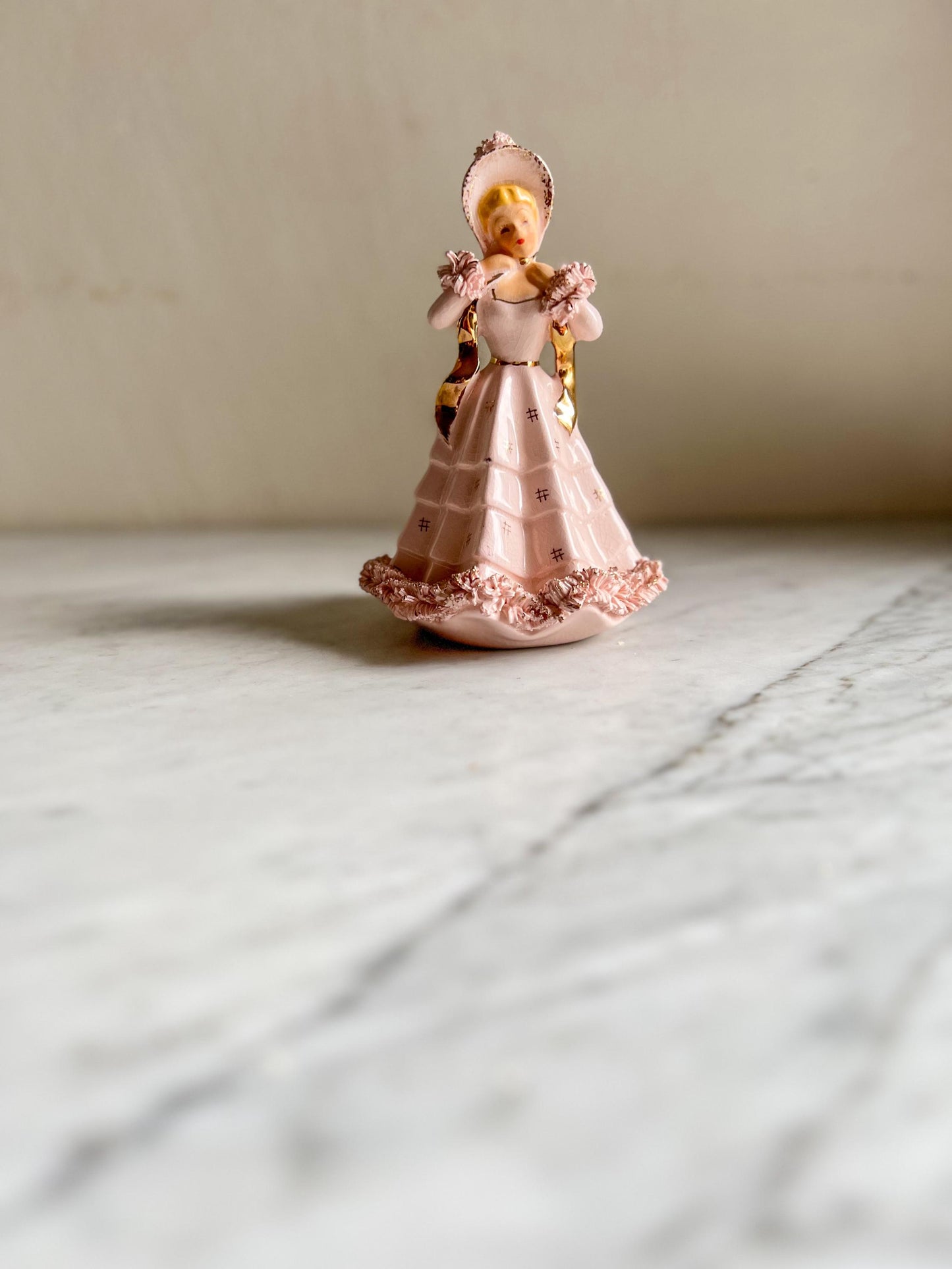 Vintage Pink Lady Planter: Southern Belle Ceramic Figurine, ArtMark Japan