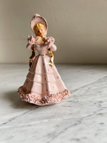 Vintage Pink Lady Planter: Southern Belle Ceramic Figurine, ArtMark Japan
