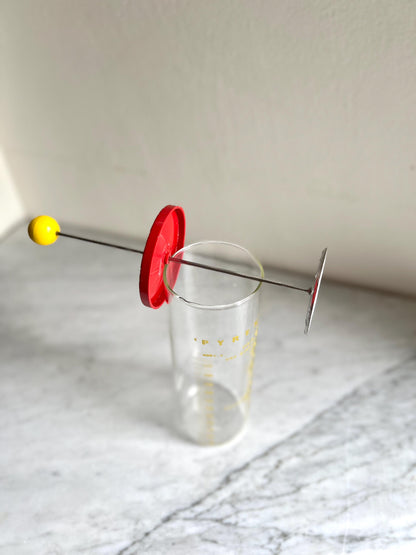 Vintage JAJ Pyrex Milk Frother: Red/Yellow Sputnik, Mid-Century Barware