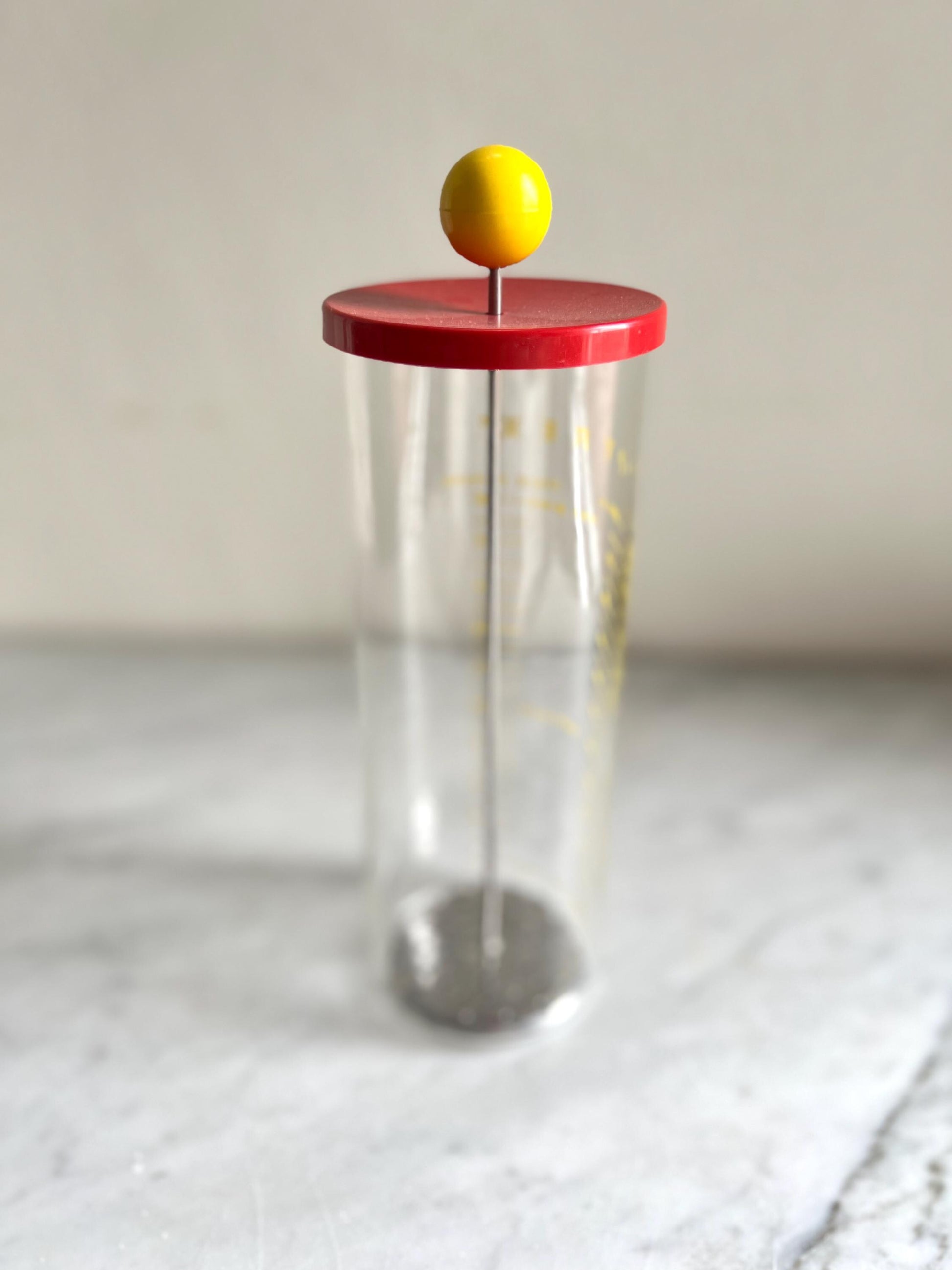 Vintage JAJ Pyrex Milk Frother: Red/Yellow Sputnik, Mid-Century Barware