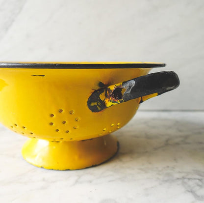 Vintage Yellow Colander Strainer Made in Poland