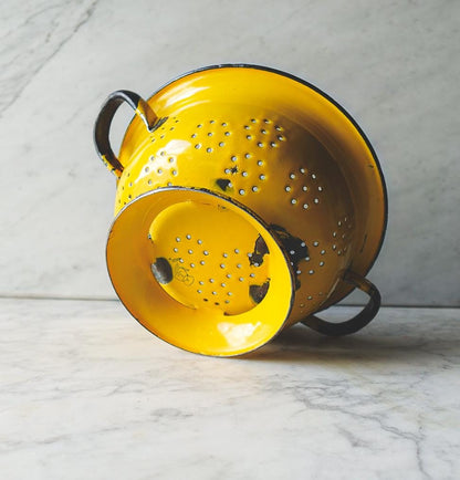 Vintage Yellow Colander Strainer Made in Poland