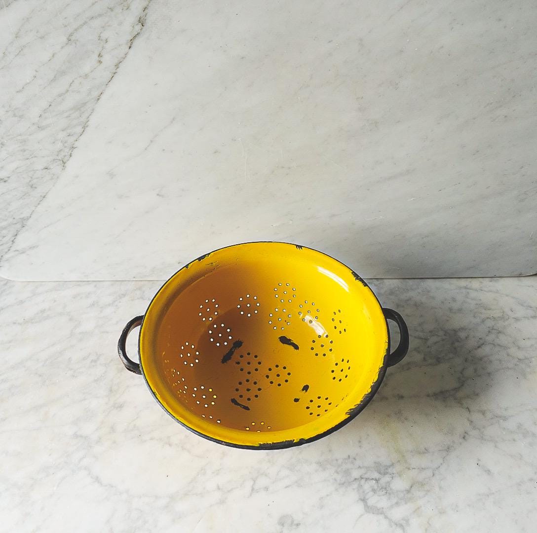 Vintage Yellow Colander Strainer Made in Poland