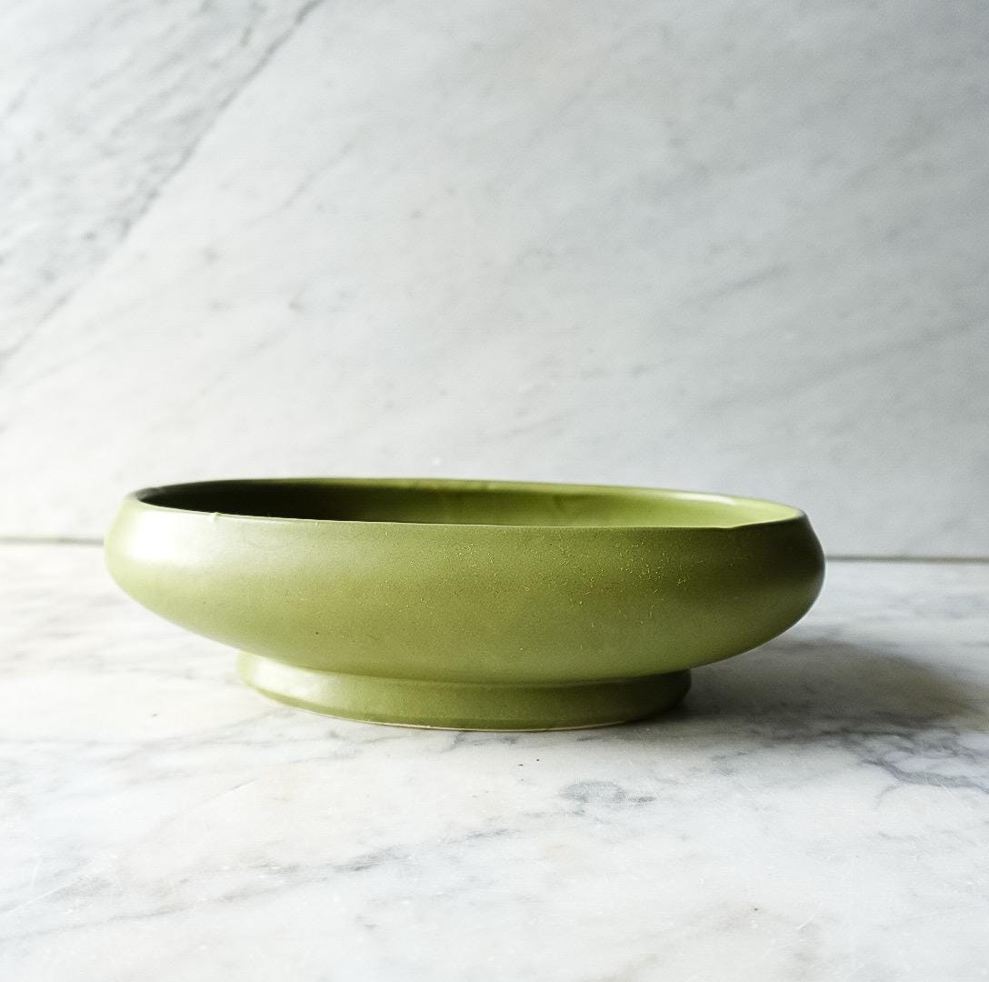 Floraline Vintage Planter, McCoy Pottery Green Shallow Vase, Vintage Flicker