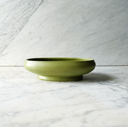 Floraline Vintage Planter, McCoy Pottery Green Shallow Vase, Vintage Flicker