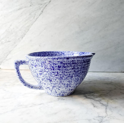 Vintage Monmouth Pottery Batter Bowl – Blue & White Splatterware Mixing Bowl (USA)