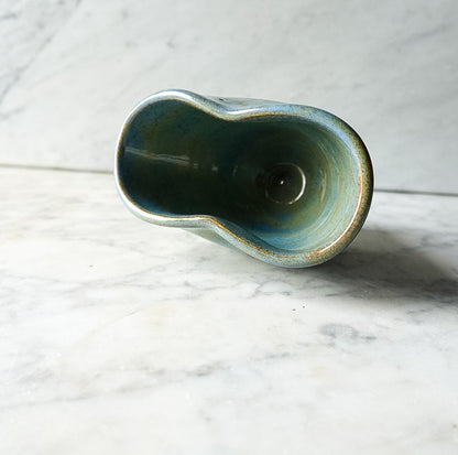 Handmade Blue Pottery Creamer: Heart Shaped Stoneware Milk Jug