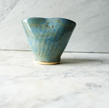 Handmade Blue Pottery Creamer: Heart Shaped Stoneware Milk Jug