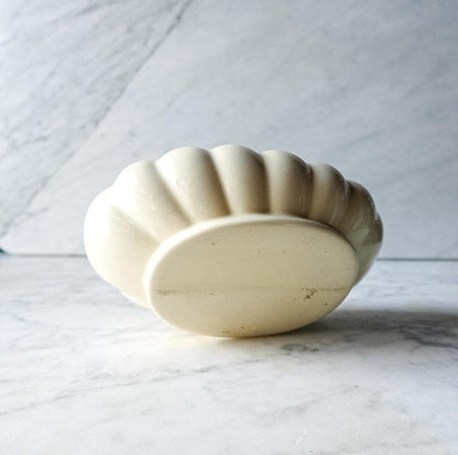 Scalloped Haeger Vintage Planter - Shallow Creamware Vase