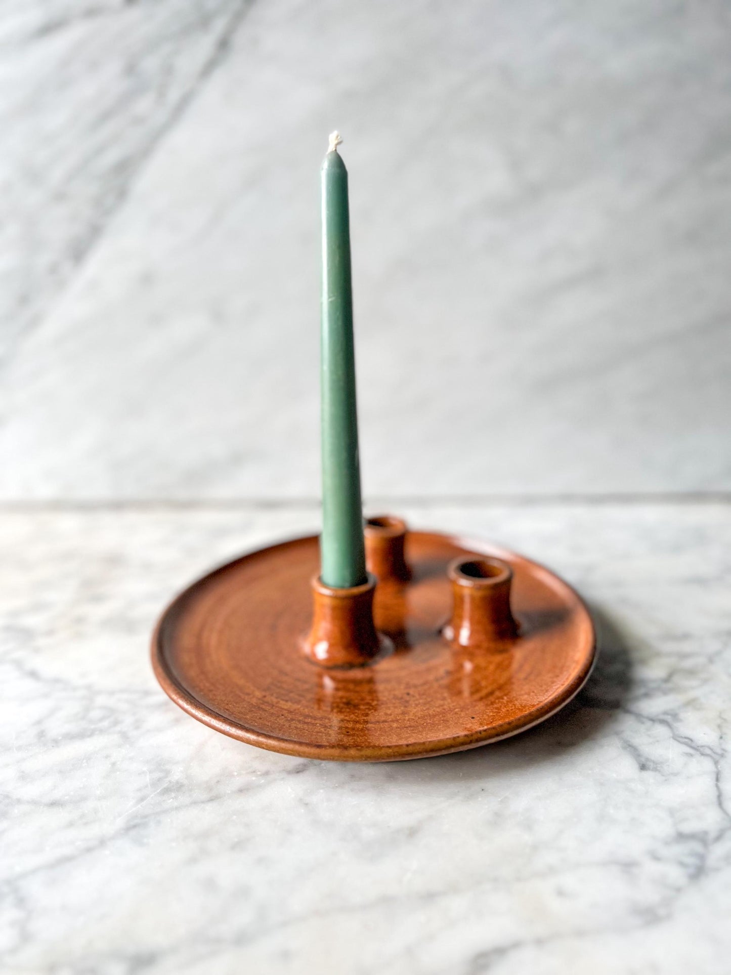 Vintage Rustic Studio Pottery 3 Candle stick holder by signed artist