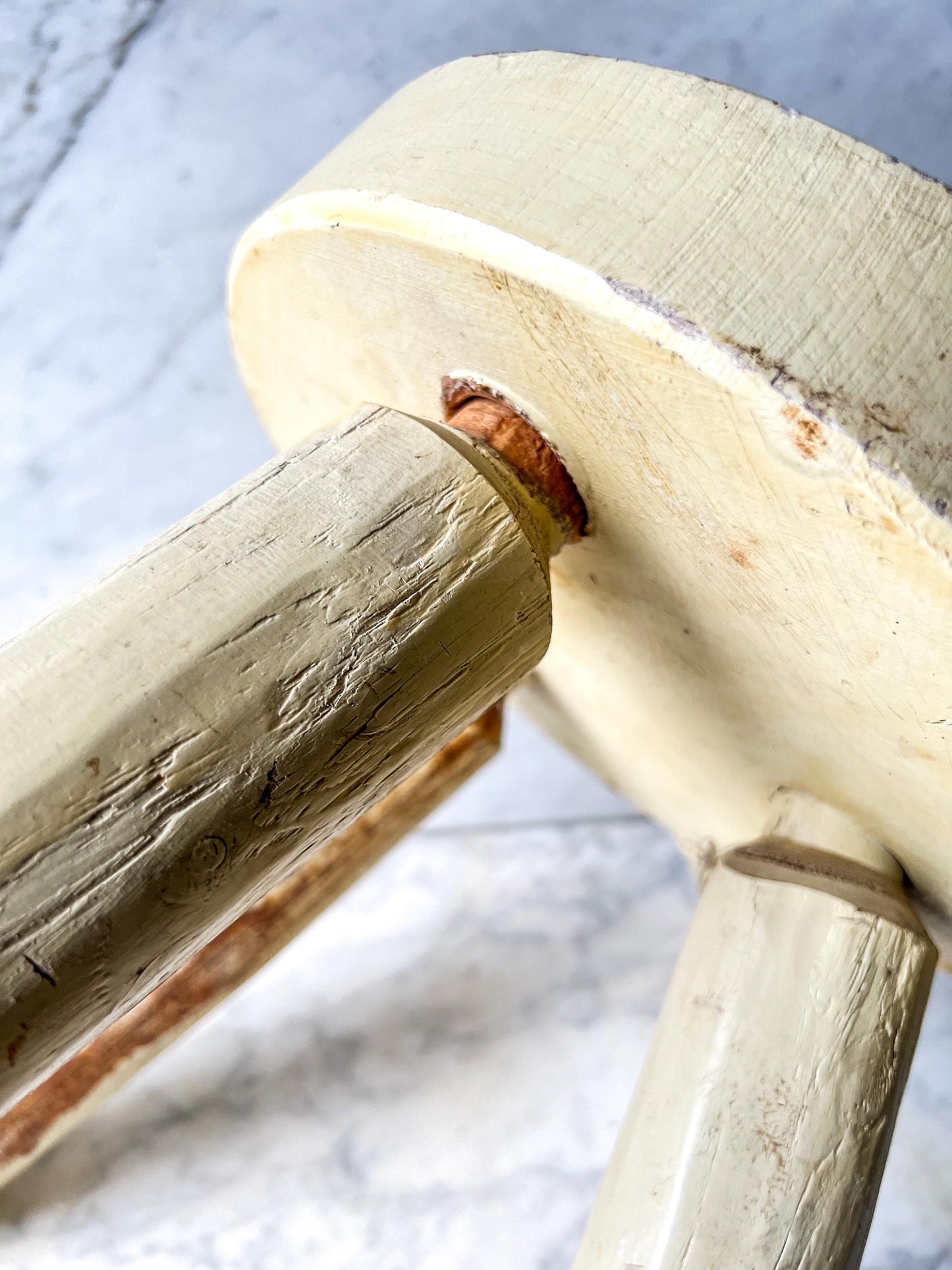Vintage Yellow WHG Hindeloopen Milking Stool. Hand Painted Dutch. Netherlands