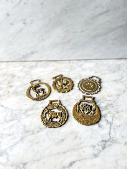 Vintage English Souvenir Horse Brass Medallion Harness Ornaments