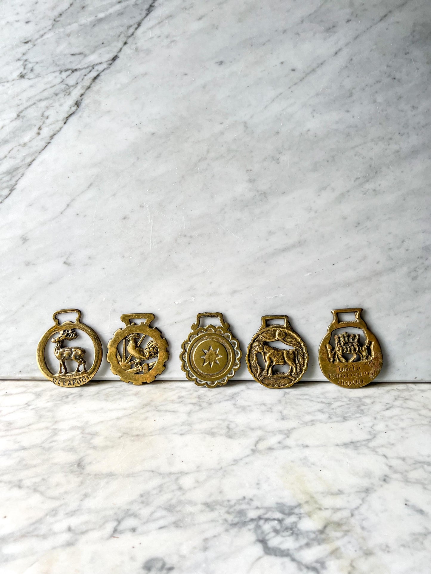 Vintage English Souvenir Horse Brass Medallion Harness Ornaments
