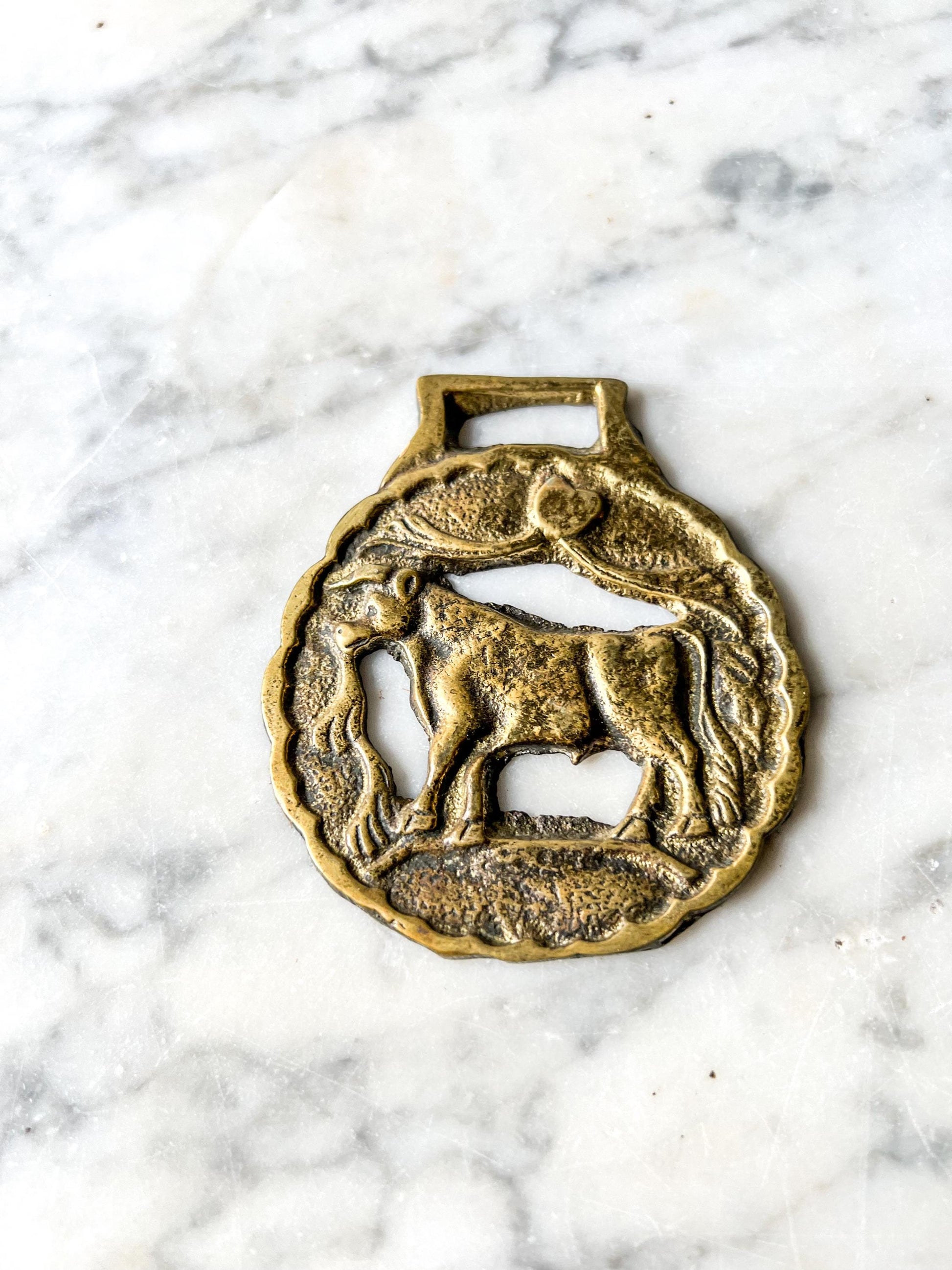 Vintage English Souvenir Horse Brass Medallion Harness Ornaments