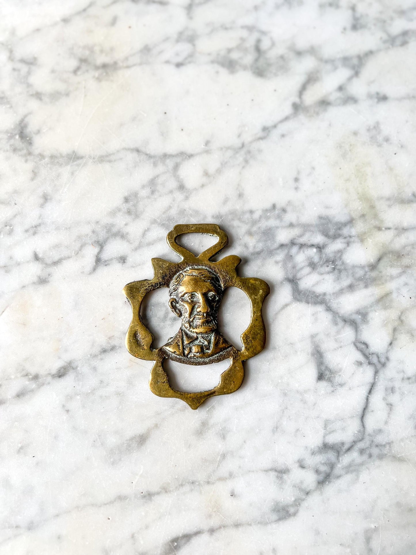 Antique Horse Brass President Abraham Lincoln