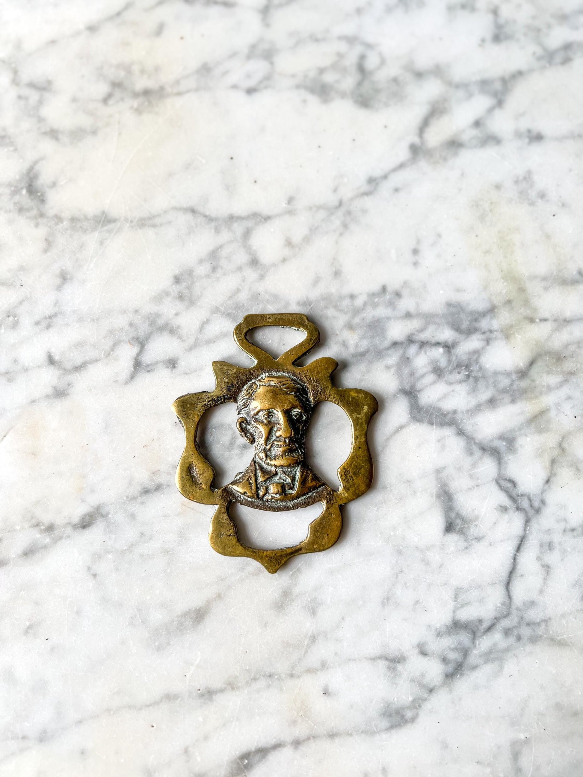 Antique Horse Brass President Abraham Lincoln