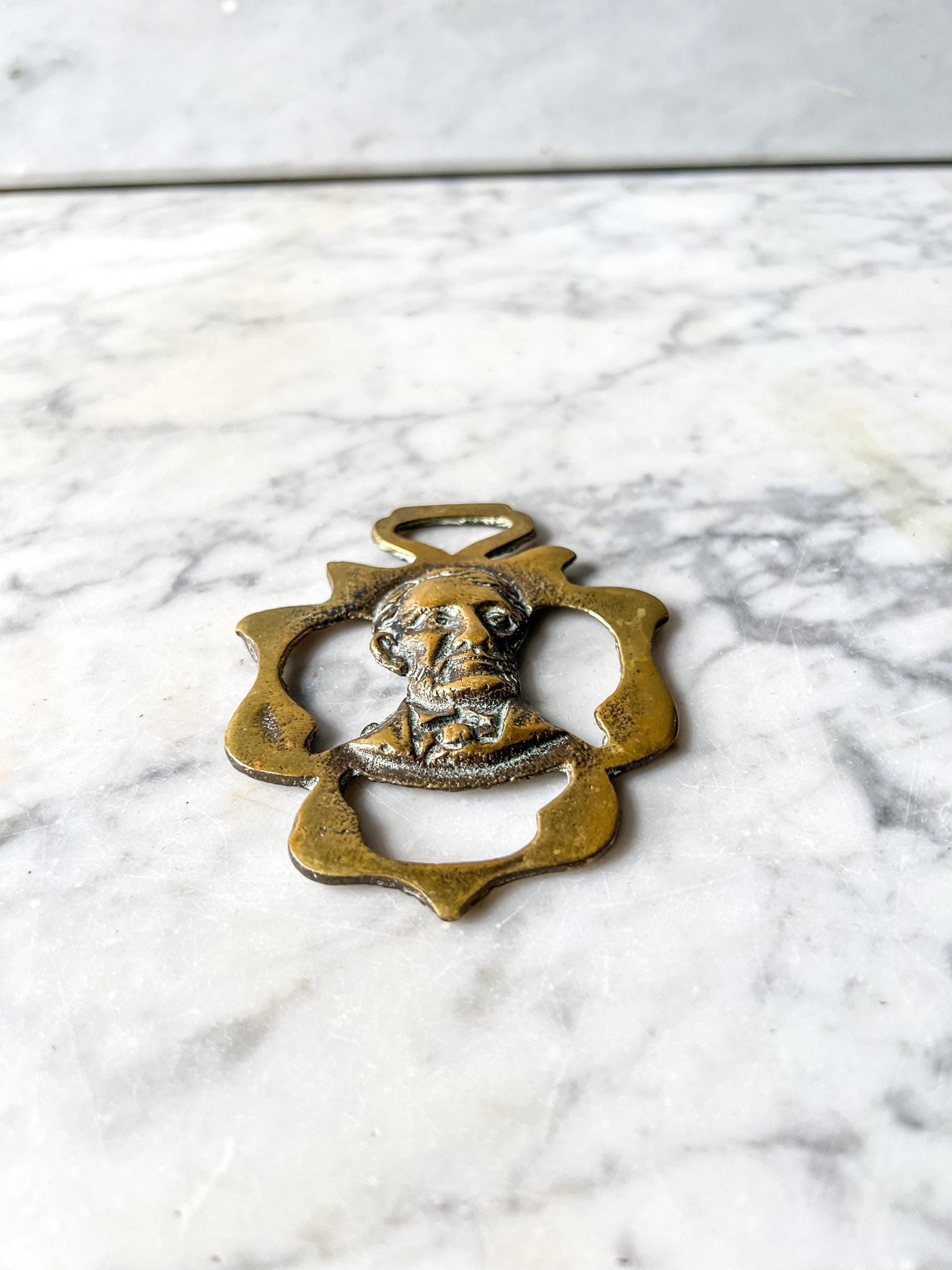 Antique Horse Brass President Abraham Lincoln