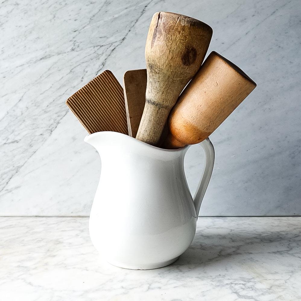 Vintage Wooden Scottish Kitchen Tools - Butter Paddles (2 pairs) - Potato Masher - Cottage Kitchen Decor