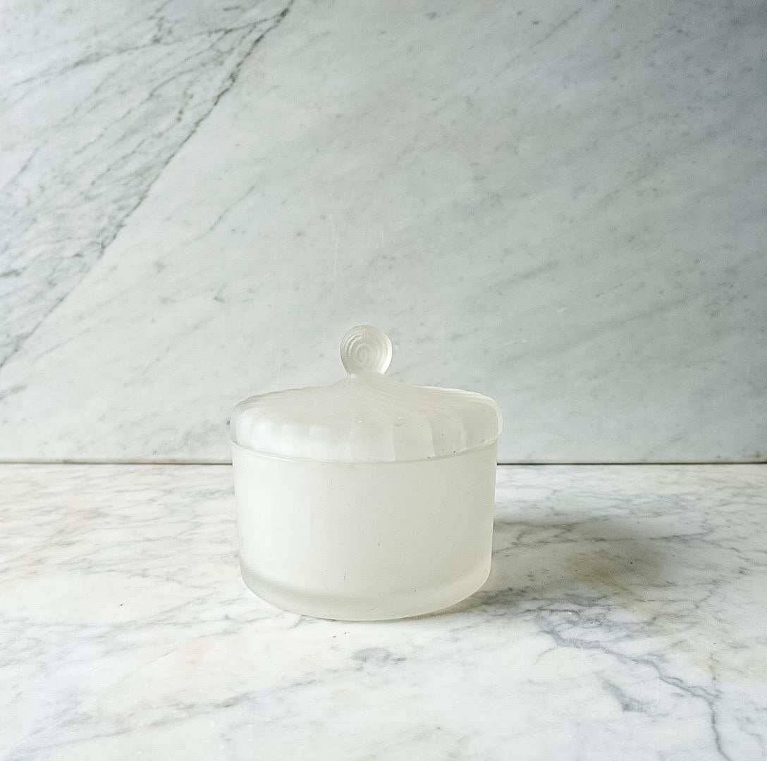 Vintage Art Deco Satin Glass Trinket Box: Royal Secret Powder Cache Pot