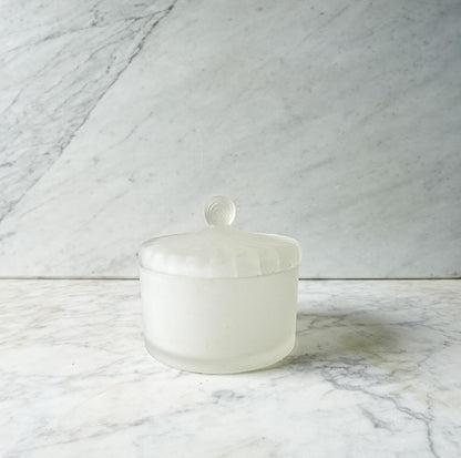 Vintage Art Deco Satin Glass Trinket Box: Royal Secret Powder Cache Pot
