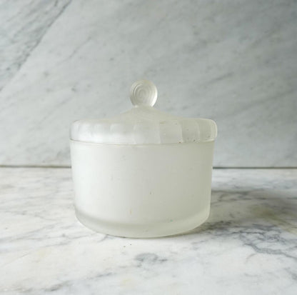 Vintage Art Deco Satin Glass Trinket Box: Royal Secret Powder Cache Pot