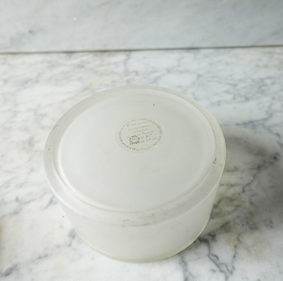 Vintage Art Deco Satin Glass Trinket Box: Royal Secret Powder Cache Pot
