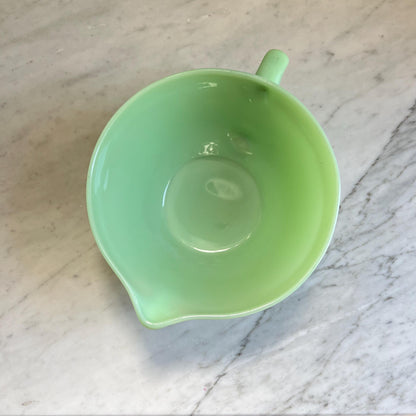 Vintage Jadeite Batter Bowl with Pour Spout & Handle — Fire-King / Anchor Hocking Green Milk Glass