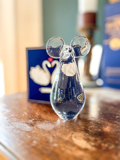 Vintage Orrefors Crystal Mouse Paperweight - Mid-Century Desk Decor