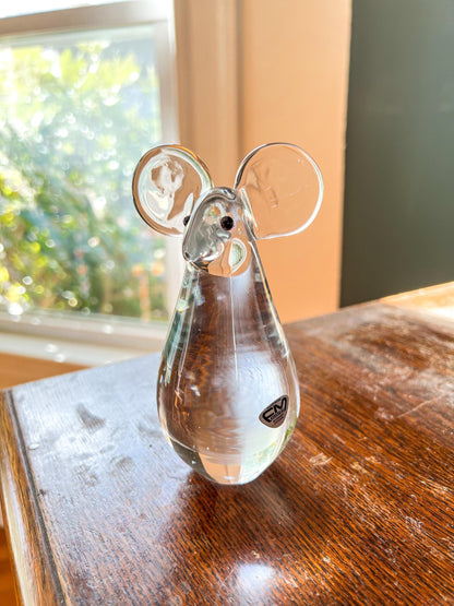Vintage Orrefors Crystal Mouse Paperweight - Mid-Century Desk Decor