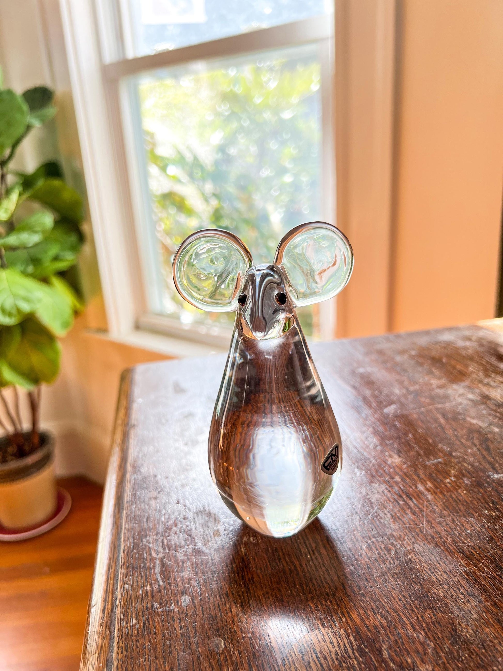 Vintage Orrefors Crystal Mouse Paperweight - Mid-Century Desk Decor