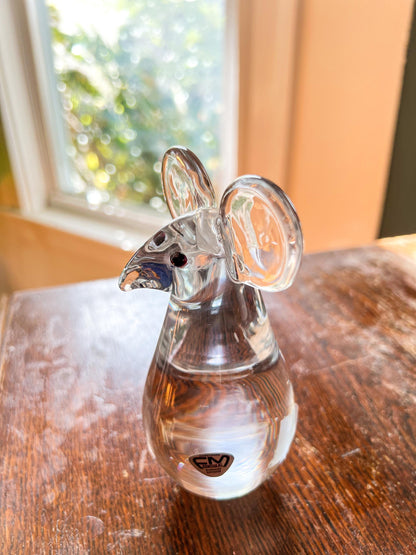 Vintage Orrefors Crystal Mouse Paperweight - Mid-Century Desk Decor