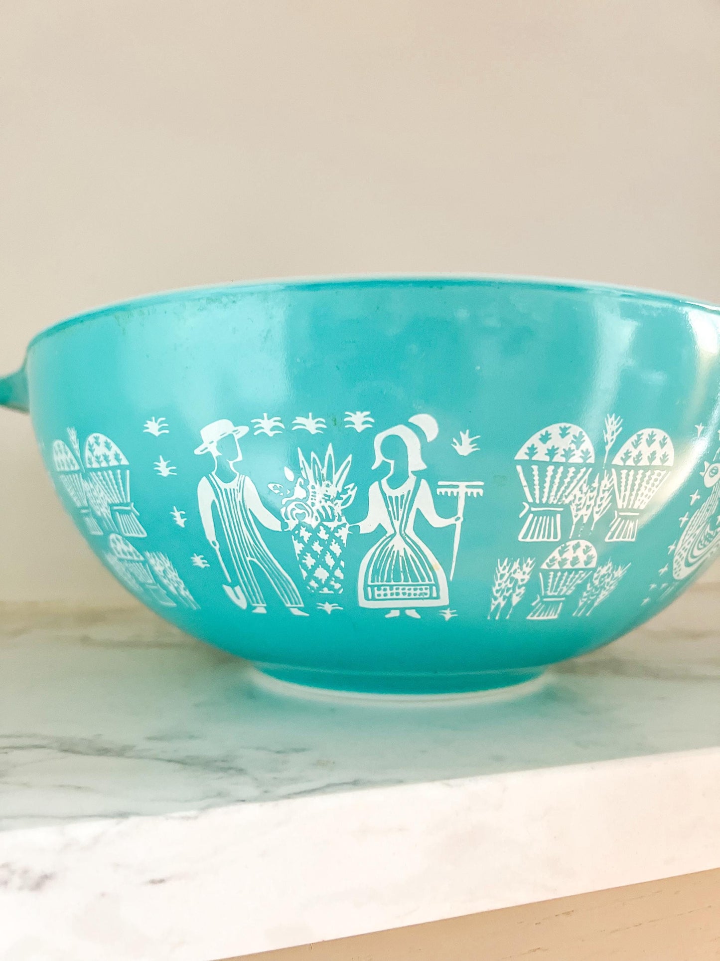 Pyrex Amish Butterprint Turquoise Cinderella Mixing Bowl 4 Quart #444