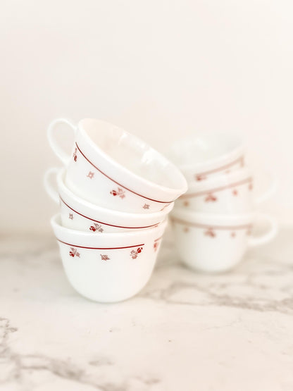 Pyrex Corning Burgundy Rose Cups