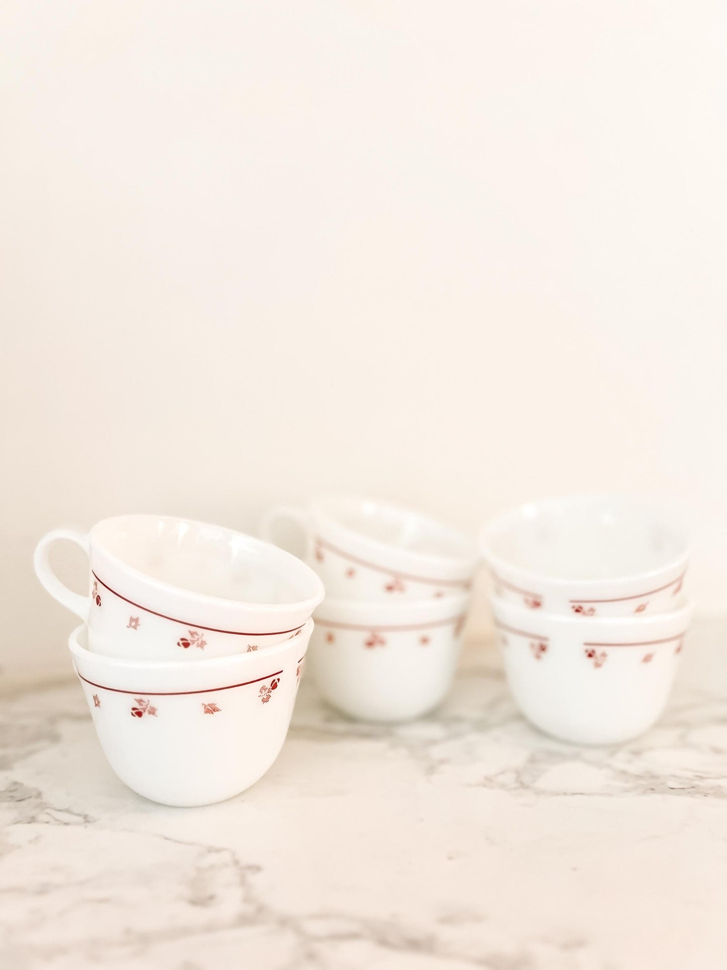 Pyrex Corning Burgundy Rose Cups