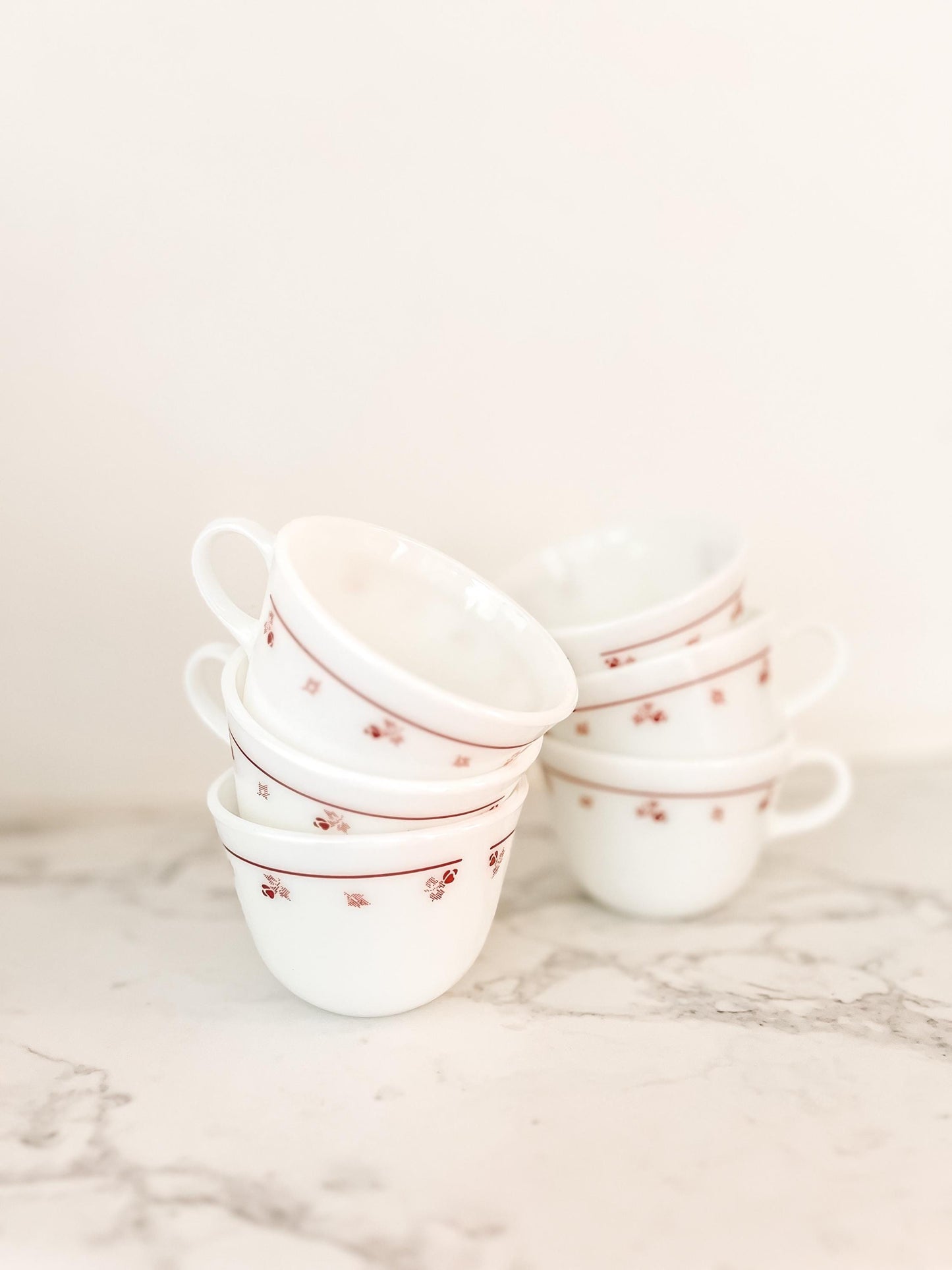 Pyrex Corning Burgundy Rose Cups