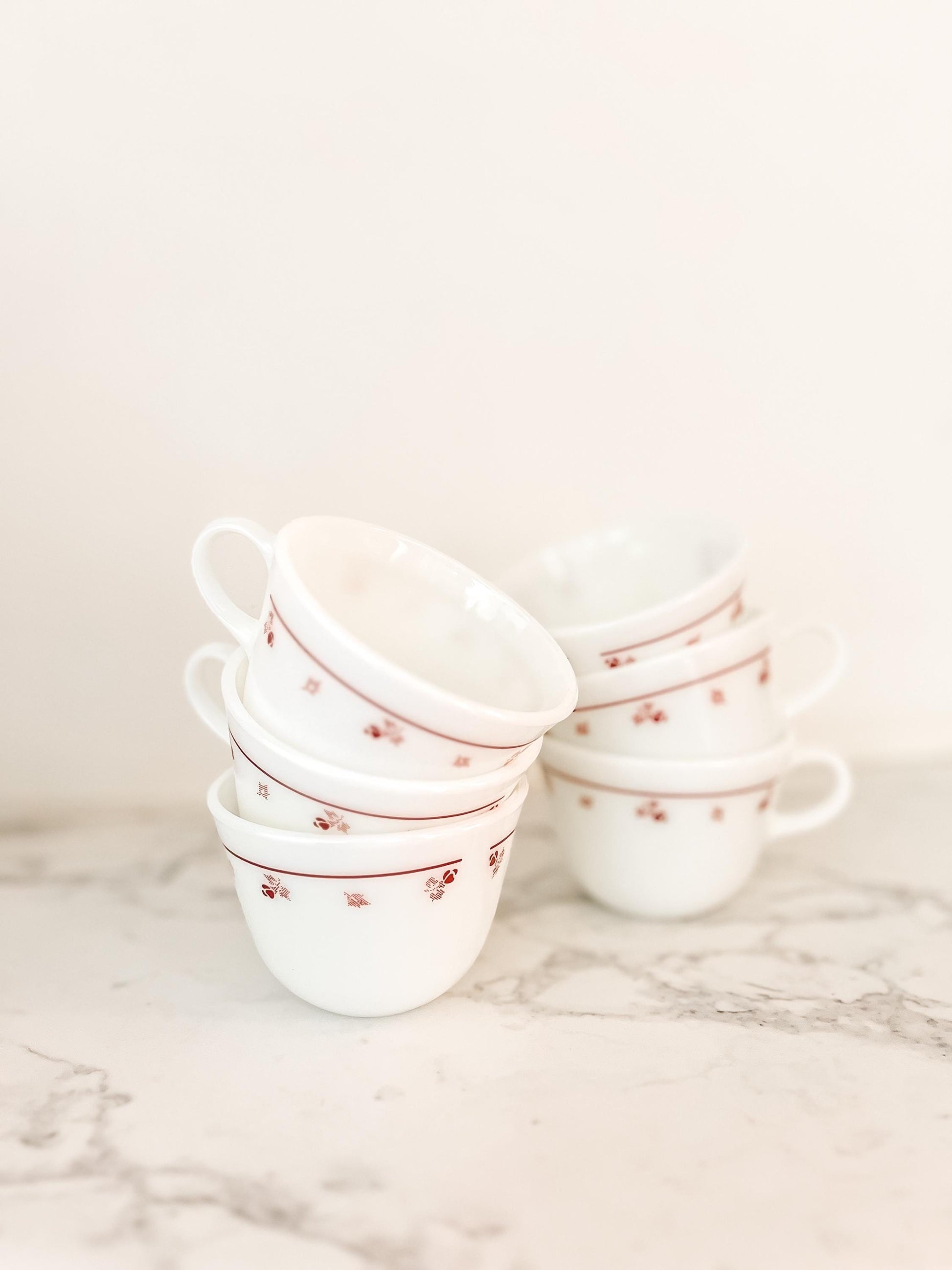 Pyrex Corning Burgundy Rose Cups