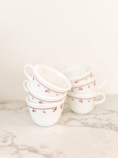Pyrex Corning Burgundy Rose Cups