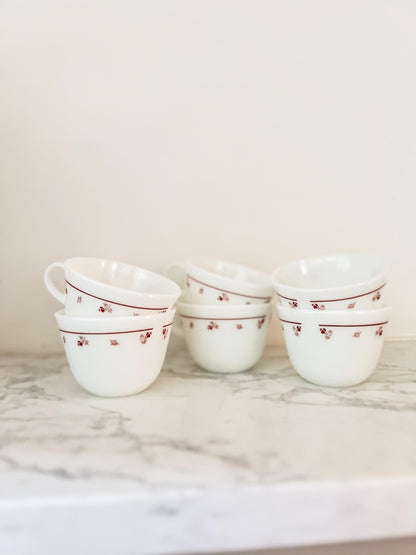 Pyrex Corning Burgundy Rose Cups
