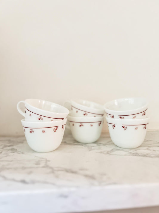 Pyrex Corning Burgundy Rose Cups