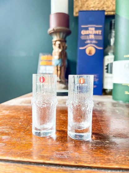 Pair of Vintage Iittala Niva Glasses – Tapio Wirkkala Design, Made in Finland, Original Stickers