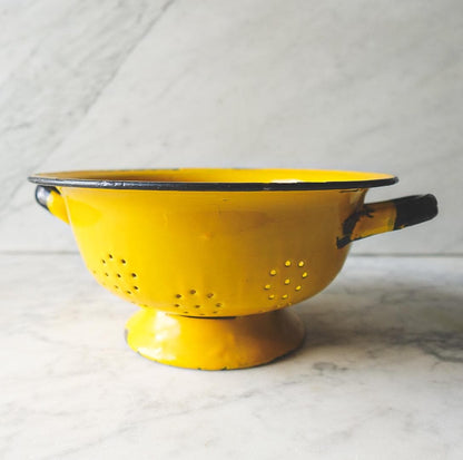 Vintage Yellow Colander Strainer Made in Poland
