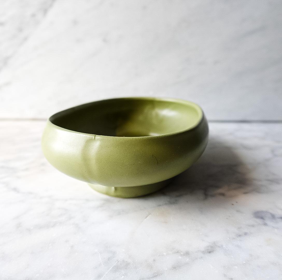 Floraline Vintage Planter, McCoy Pottery Green Shallow Vase, Vintage Flicker