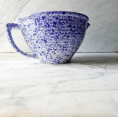 Vintage Monmouth Pottery Batter Bowl – Blue & White Splatterware Mixing Bowl (USA)