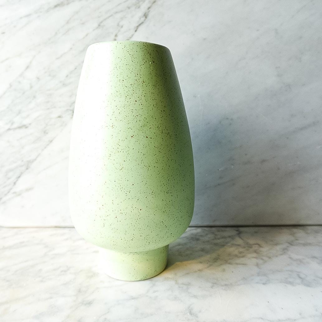 Vintage Mid Century Stanford Sebring Pottery Green Speckle Vase | Plant Pot | Planter 219-E