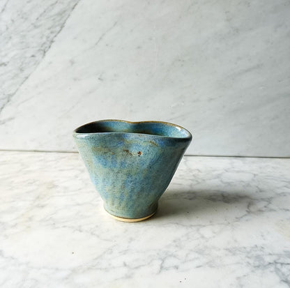 Handmade Blue Pottery Creamer: Heart Shaped Stoneware Milk Jug