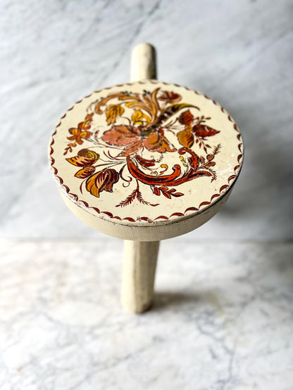 Vintage Yellow WHG Hindeloopen Milking Stool. Hand Painted Dutch. Netherlands