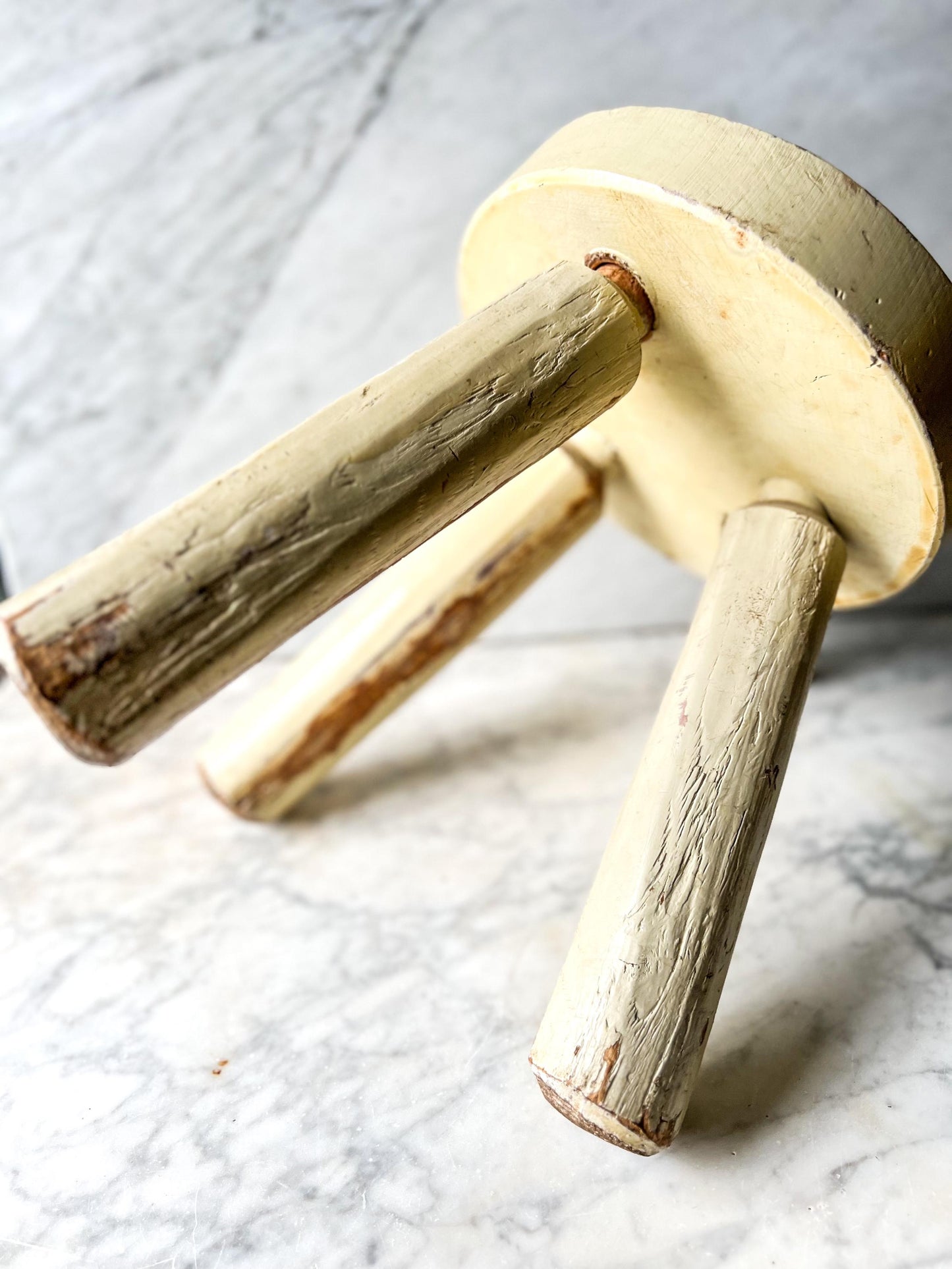 Vintage Yellow WHG Hindeloopen Milking Stool. Hand Painted Dutch. Netherlands