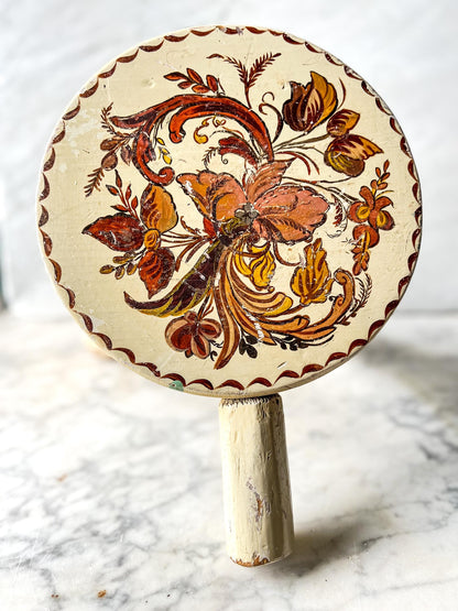 Vintage Yellow WHG Hindeloopen Milking Stool. Hand Painted Dutch. Netherlands