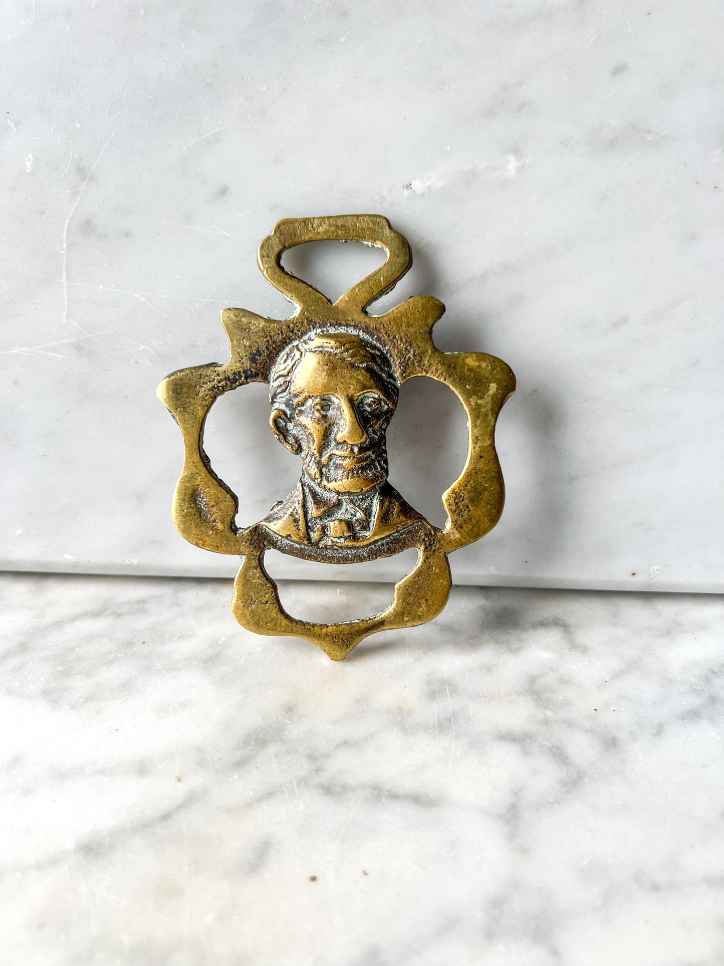 Antique Horse Brass President Abraham Lincoln